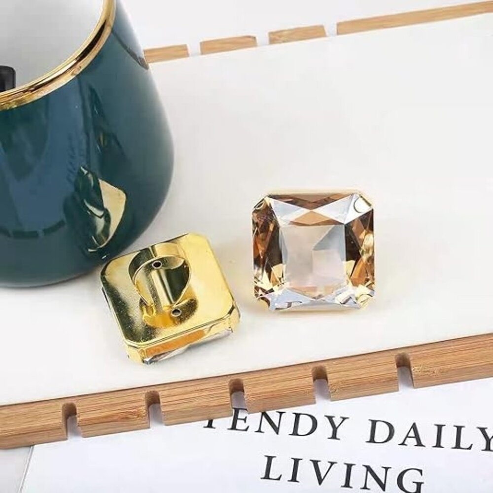 Champagne Exaggerated Large Square Rhinestone Sta… - image 4